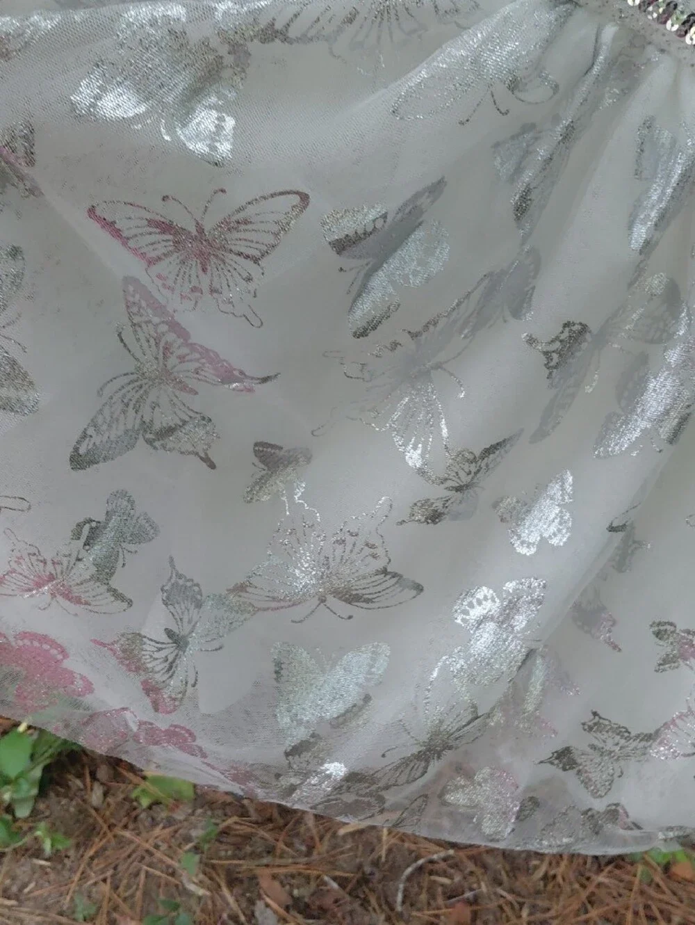 The Children's Place White Silver Sparkle Butterfly Party Dress